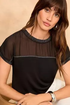 Футболка с закатанными рукавами Love & Roses, черный