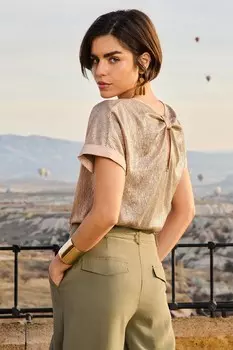 Футболка с закатанными рукавами Love & Roses, розовый