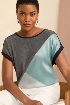 Футболка с закатанными рукавами Love & Roses, синий