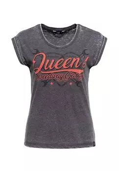 Футболка с закатанными рукавами Queen's Speedway Garage Queen Kerosin, антрацит