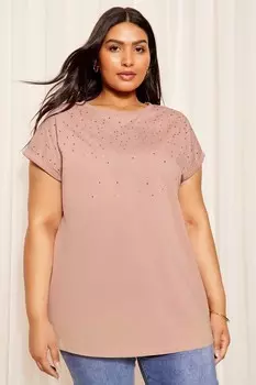 Футболка с заклепками Curves Like These, розовый