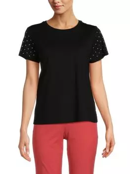 Футболка с заклепками на рукавах Dkny, черный