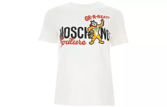 Футболка с заниженной линией плеч, женская MOSCHINO, белый