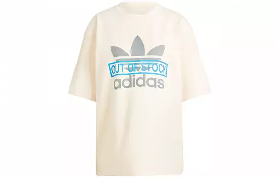 Футболка с заниженными плечами от Clover X KSENIASCHNAIDER Co branded Series, женская, цвета экрю Adidas Originals, Ecru