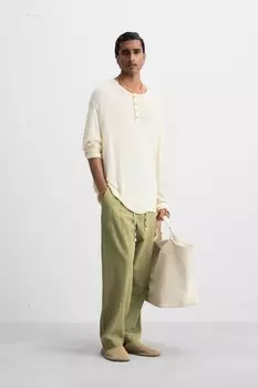 Футболка с застегиваемым воротом ZARA, экрю