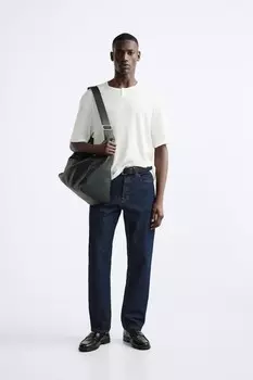 Футболка с застегиваемым воротом ZARA, белый
