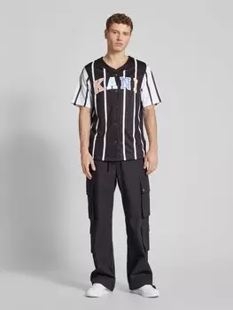 Футболка с застежкой-кнопкой по всей длине KARL KANI, черный