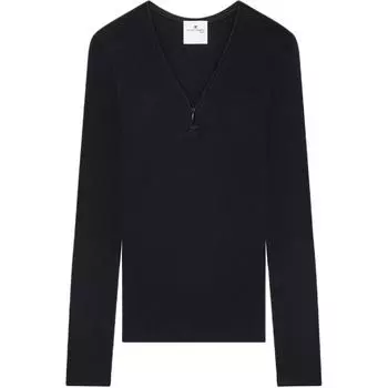 Футболка с застежкой-молнией на вороте в стиле 90-х COURREGES, BLACK/Black