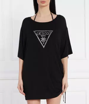 Футболка с завязкой Relaxed fit Guess Swimwear, черный