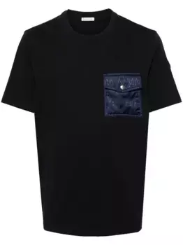 Футболка с жаккардовым логотипом MONCLER, синий
