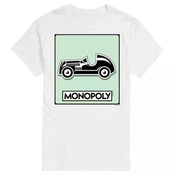 Футболка с жетоном игры Big & Tall Monopoly Car Game Licensed Character, белый