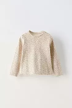 Футболка с животным принтом ZARA, экрю