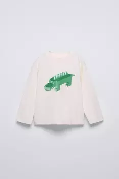 Футболка с животным принтом ZARA, цвет ice
