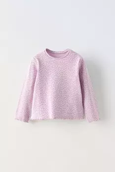 Футболка с животным принтом ZARA, лиловый