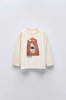 Футболка с животными ZARA, белый