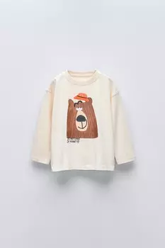 Футболка с животными ZARA, белый