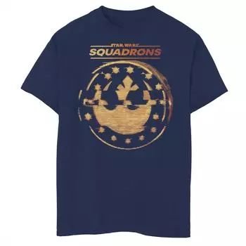 Футболка с золотым логотипом и рисунком глюка для мальчиков 8–20 лет Star Wars: Squadrons Rebel Empire Star Wars