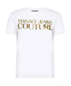 Футболка с золотым логотипом от кутюр Versace, белый