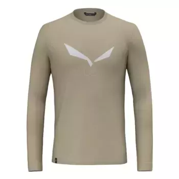 Футболка Salewa Solid Logo Dry long sleeve, бежевый