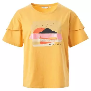 Футболка Salsa Jeans Graphic Paisagem Short Sleeve Crew Neck, желтый