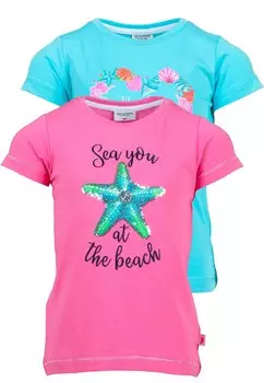 Футболка SALT AND PEPPER Beach, неоново-синий/розовый