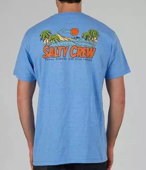 Футболка Salty Crew с короткими рукавами в тропическом стиле, синий