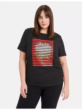 Футболка SAMOON, цвет black gemustert