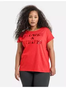 Футболка SAMOON, цвет power red gemustert