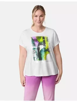 Футболка SAMOON Kurzarm Rundhals, цвет white gemustert.