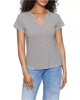 Футболка Sanctuary Notch Neck Tee, цвет Light Oat/Black Stripe 2