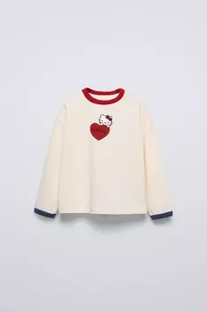 Футболка sanrio hello kitty ZARA, устрично-белый