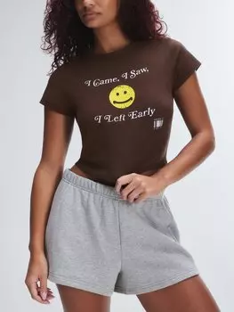 Футболка Savage X Fenty Cotton Essentials Graphic Baby, цвет Double Espresso Brown Left Early Graphic