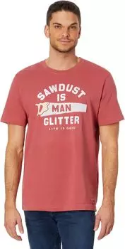 Футболка Sawdust Is Man с блестками Saw с короткими рукавами Crusher Life is Good, цвет Faded Red