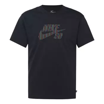 Футболка sb skateboard large colorful logo sports short sleeve t black Nike, черный