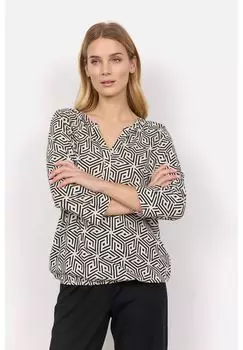 Футболка SC-Felicity AOP 466, рукав 3/4, разрез горловины, женская SOYACONCEPT, цвет Black Combi
