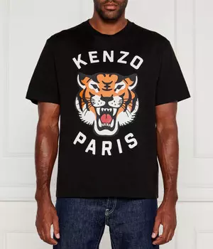 Футболка «Счастливый тигр» негабаритный крой Kenzo, черный