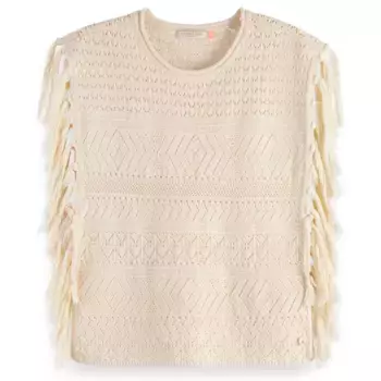 Футболка Scotch & Soda Pointelle Stitch With Fringing, бежевый