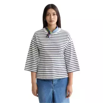 Футболка Scotch & Soda Washed Striped Breton Shaping Details 3/4 sleeve, белый