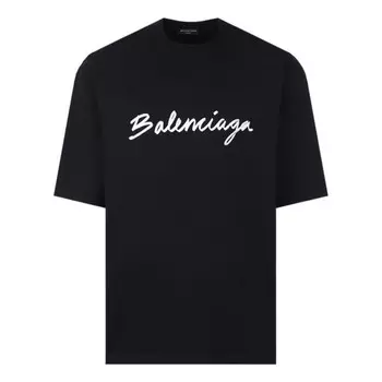 Футболка script logo t-shirt 'black white' Balenciaga, черный