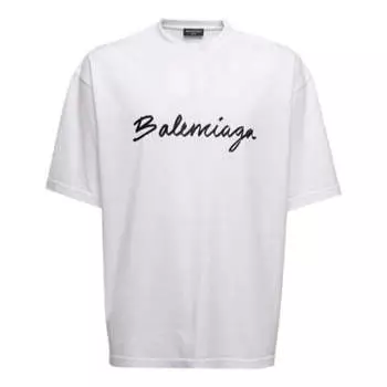Футболка script logo t-shirt 'white/black' Balenciaga, белый
