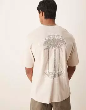 Футболка Selected Homme oversize с принтом Португалии на спине цвета хаки