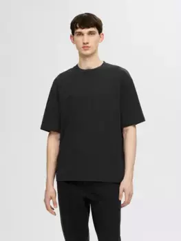 ФУТБОЛКА SELECTED HOMME "SLHLOOSEOSCAR SS O-NECK TEE NOOS", черный