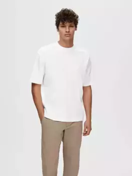 ФУТБОЛКА SELECTED HOMME "SLHLOOSEOSCAR SS O-NECK TEE NOOS", белый