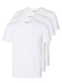 ФУТБОЛКА SELECTED HOMME "SLHROLAND SS O-NECK TEE 3-PACK NOOS", белый