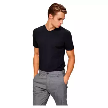 Футболка Selected New Pima short sleeve v neck, черный