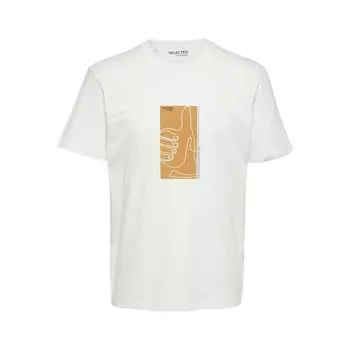 Футболка Selected Rob Camp Short Sleeve O Neck, белый