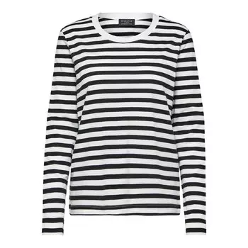Футболка Selected Standard Long Sleeve Stripe, черный