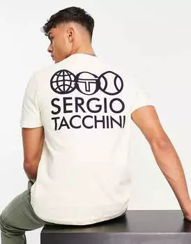 Футболка Sergio Tacchini с принтом на спине цвета экрю