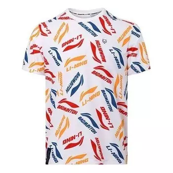 Футболка серии бадминтон с полным принтом логотипа Li-Ning, белый