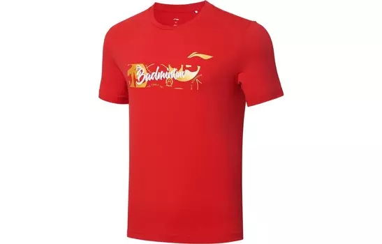 Футболка серии Badminton унисекс красная Lining, красный